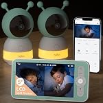 2K Boifun Baby Monitor WiFi, 360° Camera with Night Light & 5 Inch 3MP Display, Phone App Control & LCD Monitor, Auto Tracking, AI Motion & Sound Detection, 3000mAh Battery, 2-Way Audio