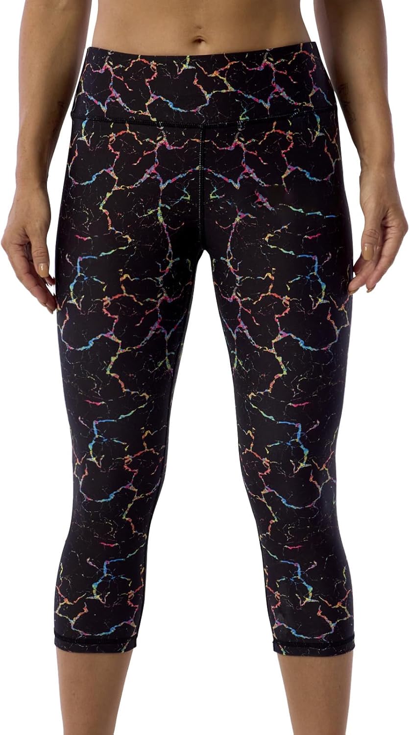 UIUO-UIPEU Pattern Printed Capri Leggings with Pockets for Women Tummy Control Workout Yoga Capris