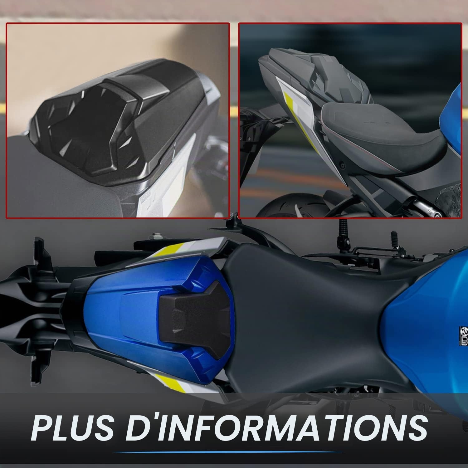 Housses de siège de Moto GSX-S1000 21-23, capots de siège Passager arrière Bosse carénage Section de Queue pièces de Rechange pour GSX-S GSXS 1000 GSXS1000 2021 2022 2023 (Noir Mat)
