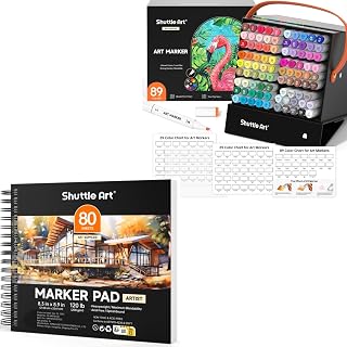 Alcohol Marker Pad Bundle, Set of 88 Colors Dual Tip Alcohol Markers + 80 Sheets Marker Pad