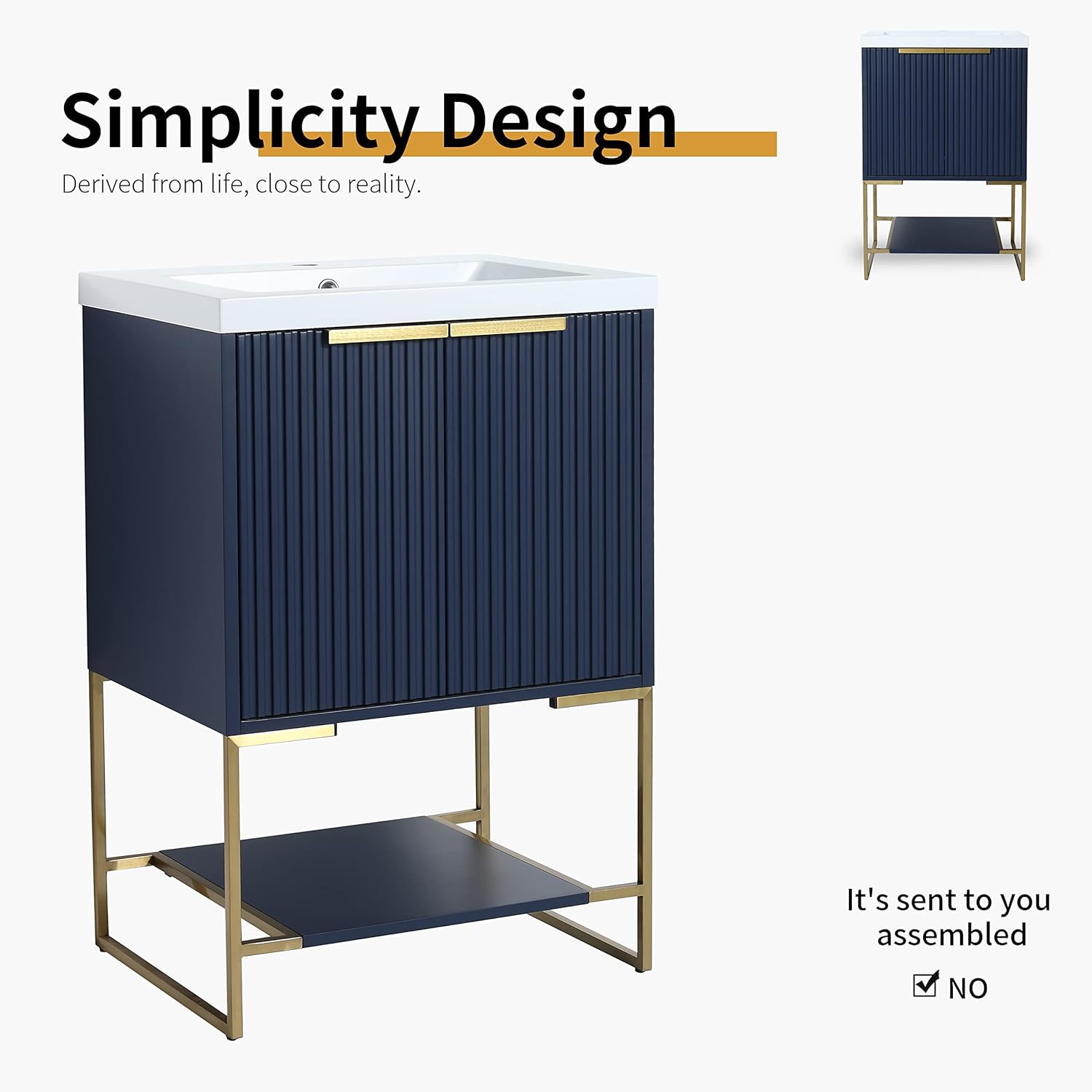 Buy Artchirly Bathroom Vanity with Sink 24 Inch, Modern Freestanding ...