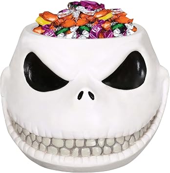 Fun Costumes Disney Jack Skellington Halloween Candy Bowl | 7 Inch Pumpkin King Head for Parties and Home Decor Standard