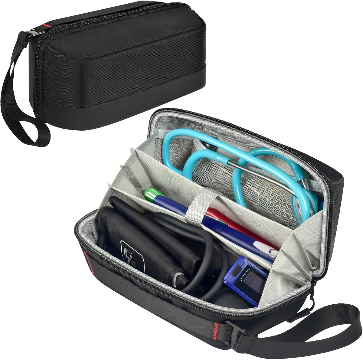 Stethoscope Case, Blood Pressure Cuff Bag, Nursing School Travel Bag Only | Medical Organizer for Nurses & Doctors, Hold for 3M Littmann/for MDF Instruments Stethoscopes, Penlight Accessories, Black