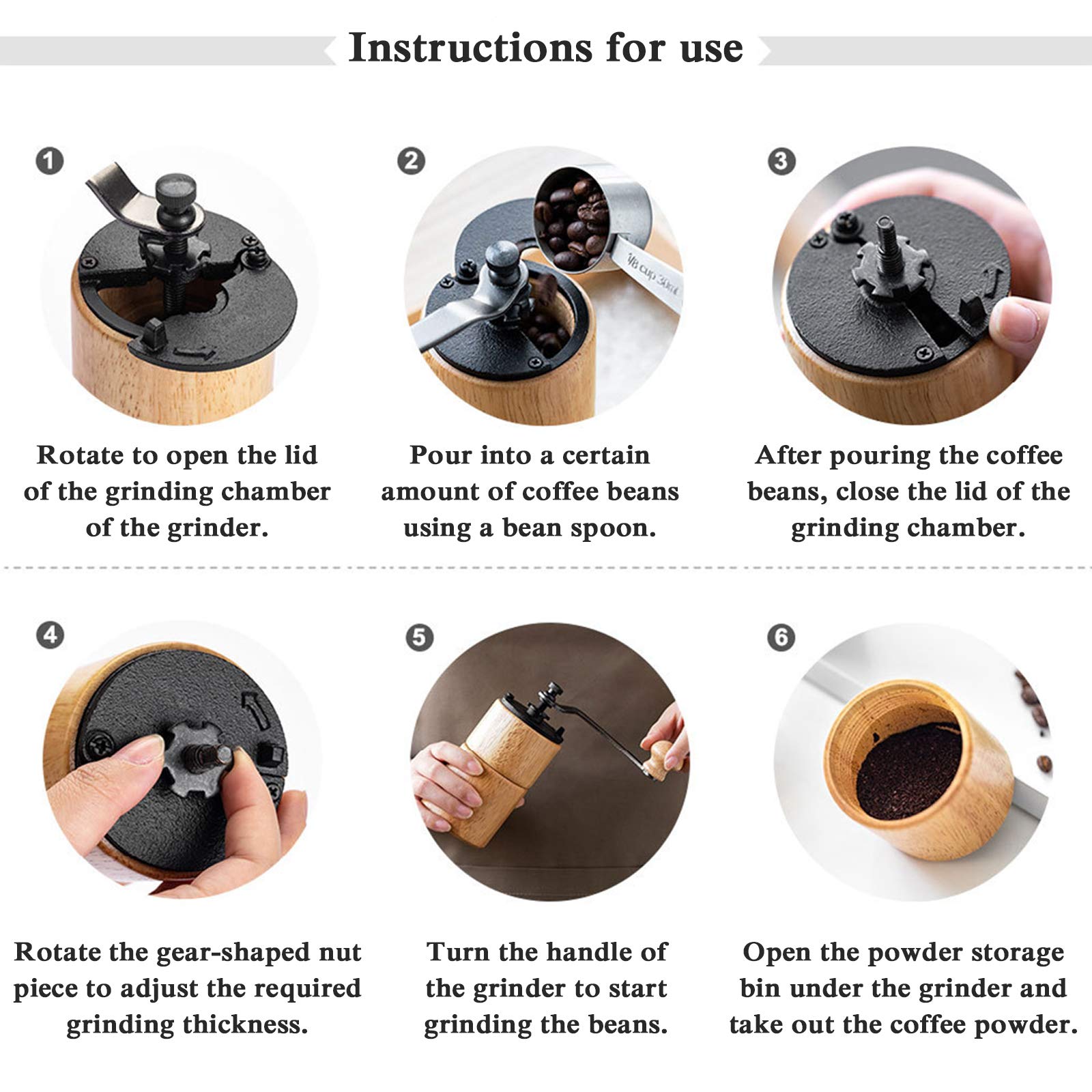 Molino De Grano Café Manual, Molino De Muela De Cerámica De Manivela, Configuración Portátil Ajustable Máquina De Molino De Café para Viajar Y Acampar,Negro