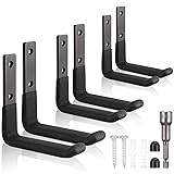 Heavy Duty Ladder Hooks for Garage Wall Storage - 6-Pack Metal J-Hooks, Utility Hangers for Ladder, Shovel, Tools (50 lb Capacity)