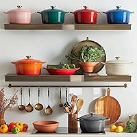 Vista 7 de Overmont Horno holandés de hierro fundido esmaltado, olla de 5.5 cuartos de galón con tapa de asas anchas, libro de cocina y agarraderas de algodón