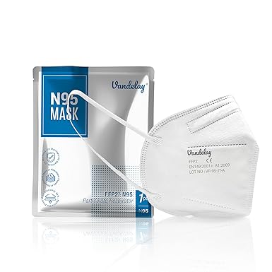 Vandelay UV Sterilized 5 Layer Non-Woven Fabric Disposable N95 Face Mask with Soft Nose Sponge (White, Without Valve, Pack of 10) for Unisex