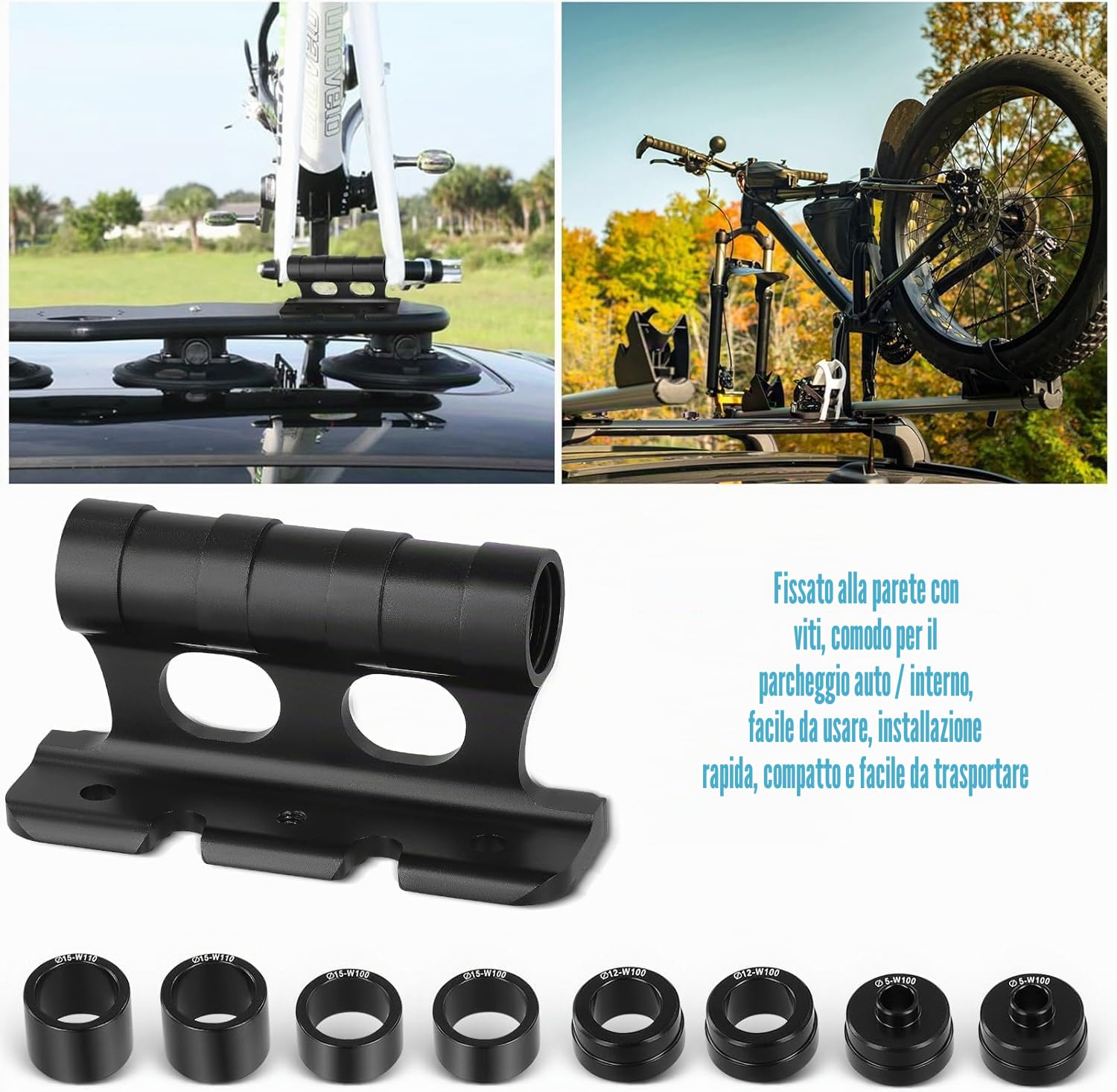 2 pz Staffa di fissaggio per forcella per bicicletta, supporto per bicicletta per auto, supporto per forcella per bicicletta, con 4 fissaggi rimovibili per rimorchi o portabagagli per camion di