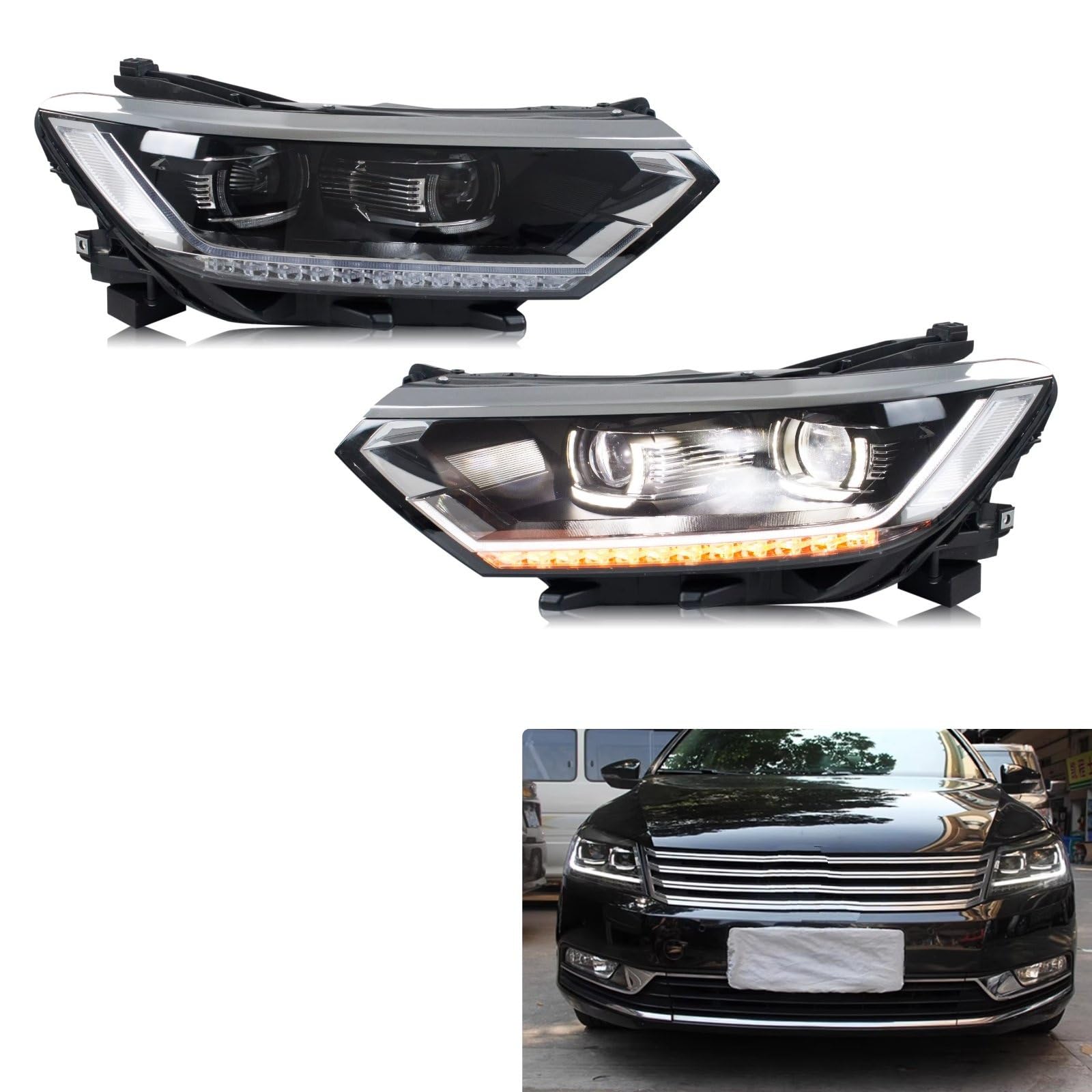 Faro Fanale Anteriore Per Passat B8 2014-2018 Proiettore A Matrice Sequenziale Indicatori Di Direzione Anteriori Coppia Fari A LED Luce Marcia Diurna