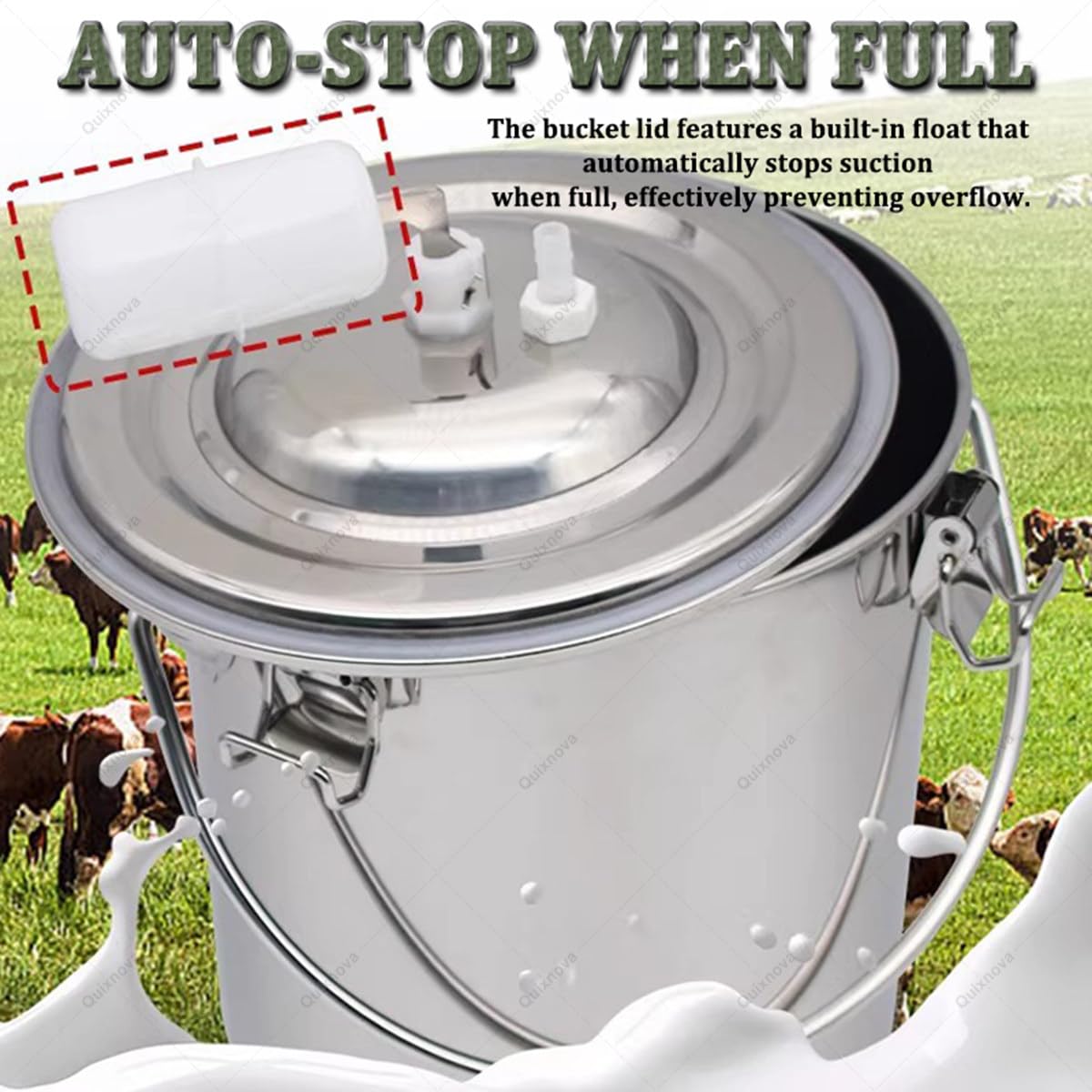 Mungitrice elettrica automatica portatile per capre, mucche e pecore – Attrezzatura a pulsazione sottovuoto con 2 tettarelle e secchio in acciaio inox (3L/5L) per piccole aziende agricole Goat-5L