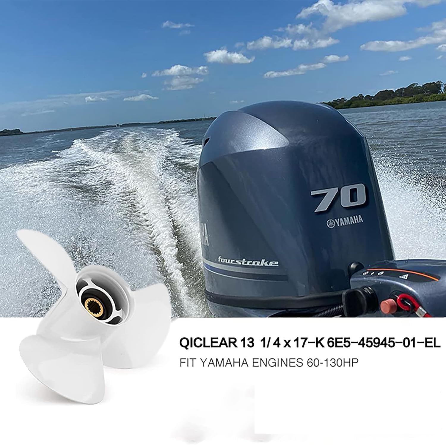OEM Upgrade Aluminum Outboard Moto Boat Propeller fit Yamaha Engines 60-115 HP, 13.25x17p,13.5x15p,13x19p,13x17p-4B 15 Spline Tooth