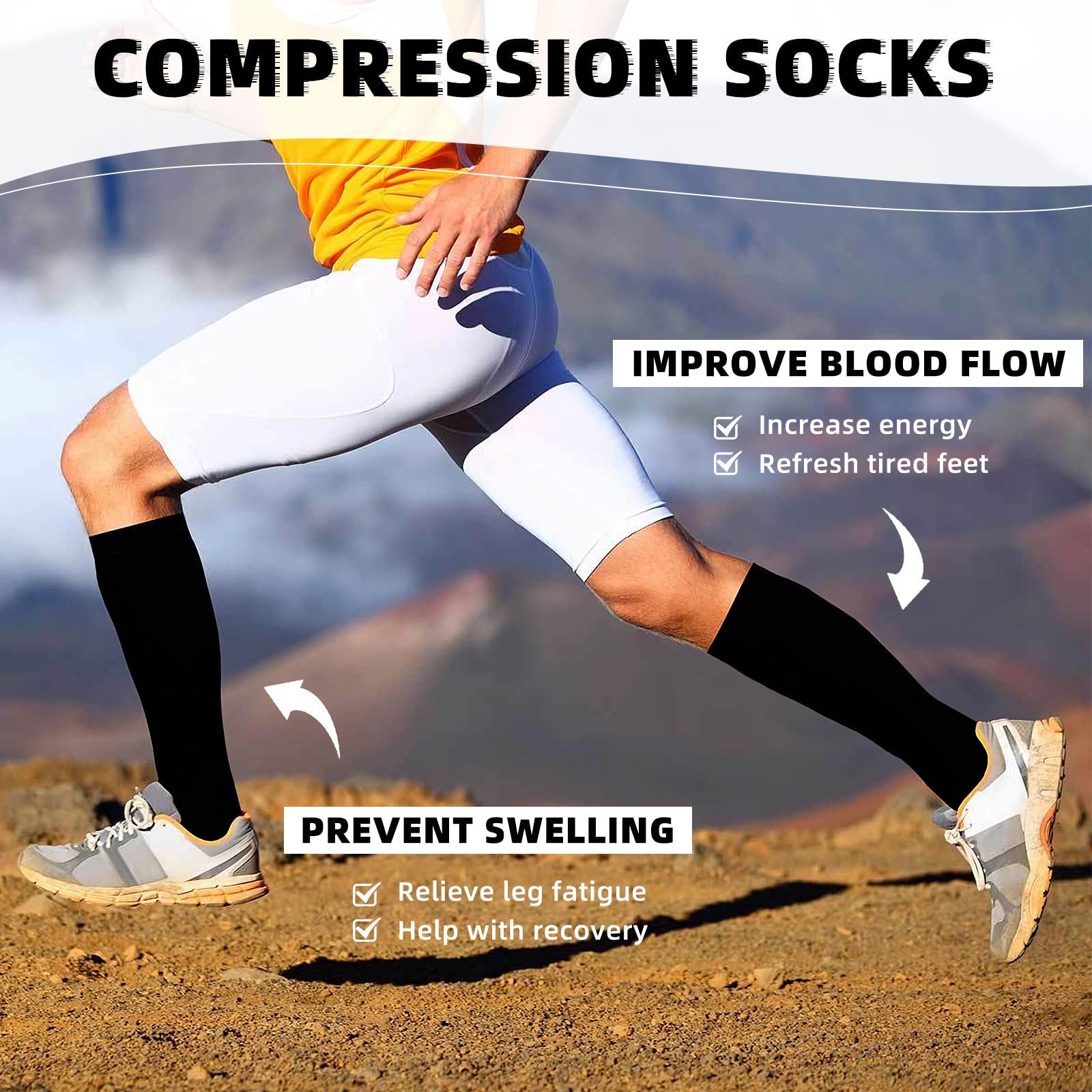 Calcetines altos hasta la rodilla para mujer, calcetines largos atléticos delgados de muslo alto, calcetines deportivos al aire libre, calcetines de tubo casuales, Paquete de 3 Negro, Talla única