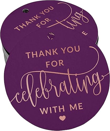 Miniatura 8 de Etiqueta de papel de aluminio de plata real con texto en inglés "Thankyou for Celebrating with Me", 100 unidades