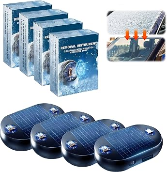 Anti-Freeze Electromagnetic Car Snow Removal Device, 2026 New Upgrade Portable Solar Electromagnetic Molecular Interference, Defroster for Car Windshield Antifreeze Device 4pcs