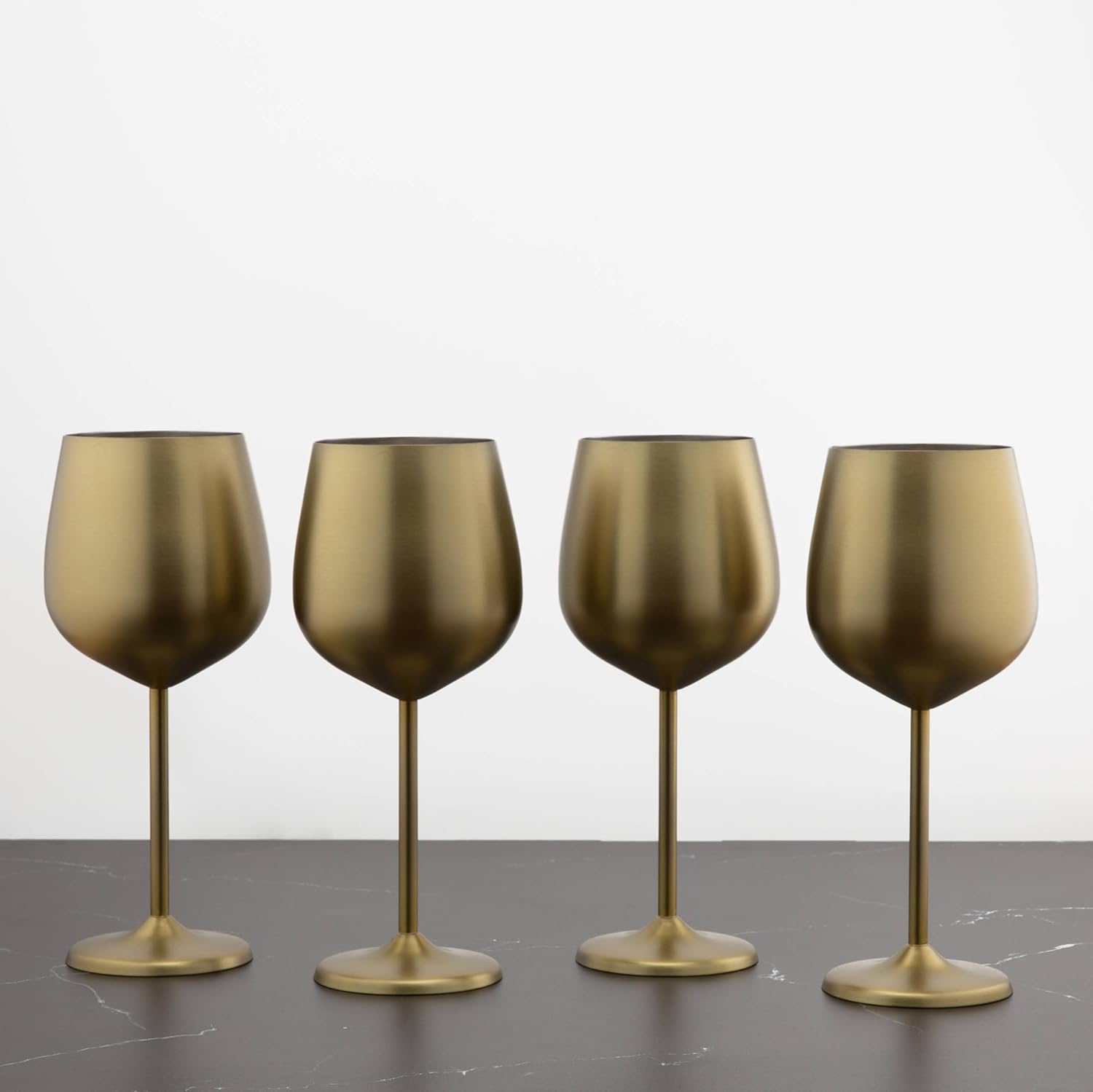 Cambridge Silversmiths 4 Piece Set of 18 oz Brushed Gold All Purpose Single Wall Wine Glasses