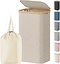 Lifewit 100L Laundry Basket with Lid, Clothes Hampers for Laundry with Bamboo Handles and 1 Removable Bag, Large Foldable Laundry Hamper for Bedroom, Bathroom, Dorm, Laundry Room, Beige