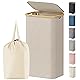 Lifewit 100L Laundry Basket with Lid, Clothes Hampers for Laundry with Bamboo Handles and 1 Removable Bag, Large Foldable Laundry Hamper for Bedroom, Bathroom, Dorm, Laundry Room, Beige Product Image 1