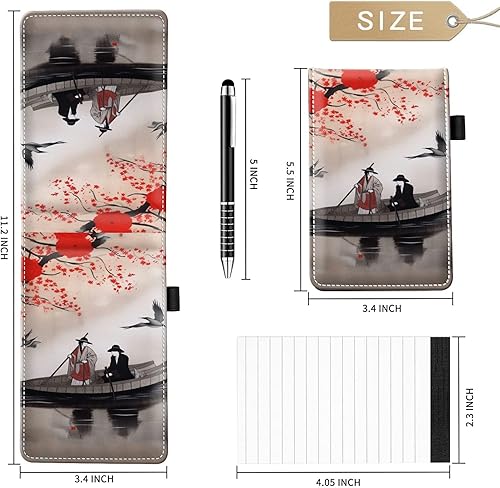 Miniatura 19 de Juego de 4 soportes para bloc de notas de tamaño de bolsillo, de piel sintética, mini bloc de notas con 2 bloc de notas pequeños y lápiz capacitivo