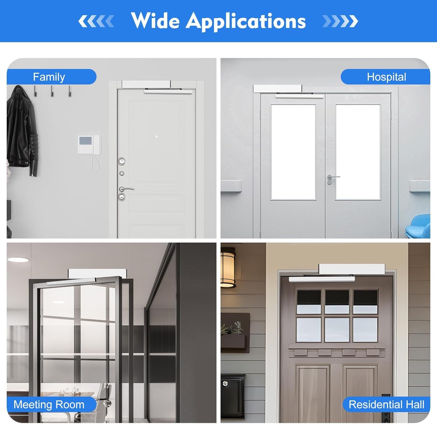 50W Automatic Sliding Door Opener, Automatic Door Opener Automatic Swing Door Opener Closer with 2 Remote Control, for Handicap Residential Commercial Use