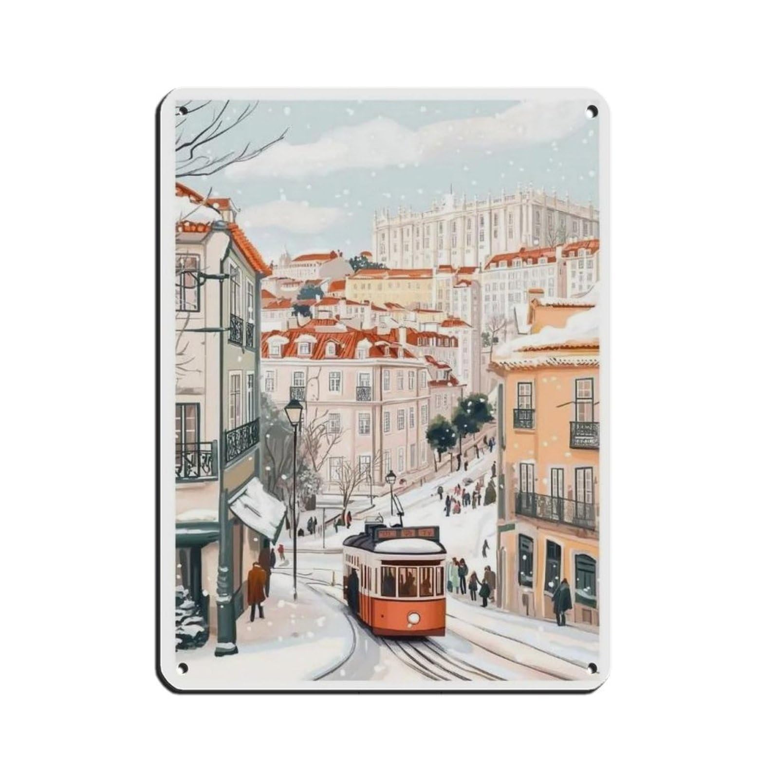 Lxwnze 30L X 40W Cm Lisbon Poster, Portugal Art, Travel Poster Tin Sign Vintage Metal Pub Club Cafe Bar Home Wall Art Decoration Poster Retro 12X16inch(30X40cm)