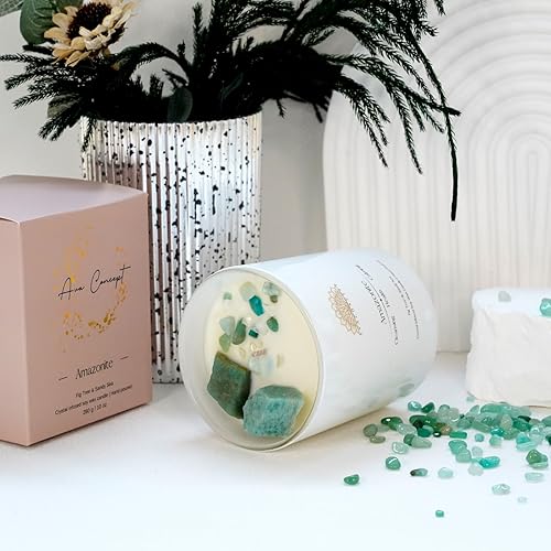 Miniatura 7 de ava concept - Velas de cristal perfumadas - Vela de aromaterapia de higuera y mar arenoso con amazonita para mujer - Velas de soja para meditación