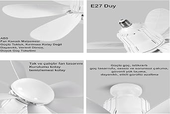 Kılıforyum Tavan Vantilatör Kumandalı Sessiz 6 Kanatlı Işıklı E27 Duy Modern Led Aydınlatma Yeni Nesil [Enerji Sınıfı A+]