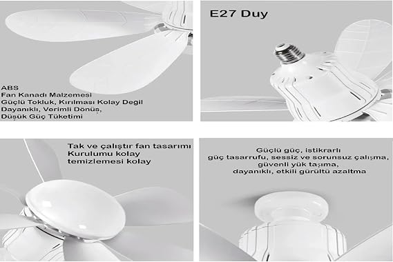 Kılıforyum Tavan Vantilatör Kumandalı Sessiz 6 Kanatlı Işıklı E27 Duy Modern Led Aydınlatma Yeni Nesil [Enerji Sınıfı A+]