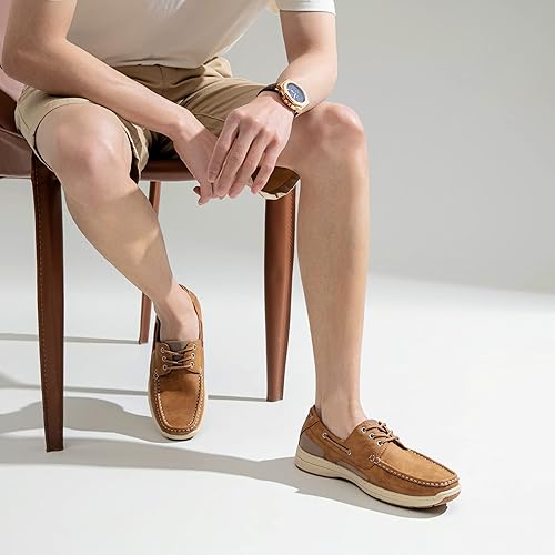 Miniatura 7 de Vostey - Mocasines y zapatos de meter para hombre, 3-ojos, zapatos de barco para hombre, cómodos mocasines casuales para hombre