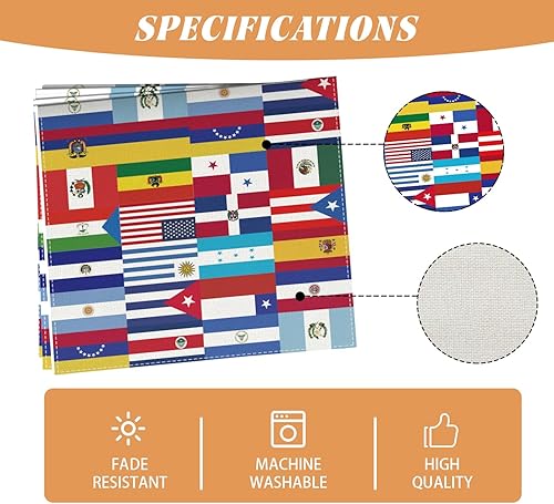 Miniatura 5 de Camino de mesa de lino para el Mes de la Herencia Hispana, bandera mundial, banderas, banderas españolas latinoamericanas, decoración del mes de la