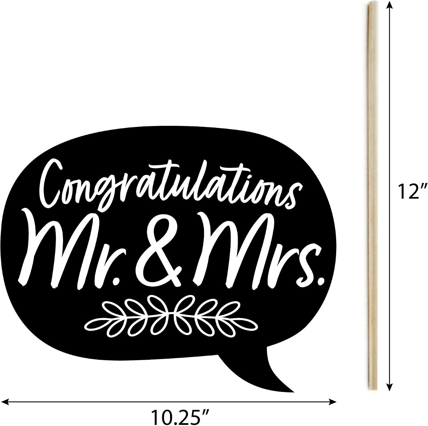 Big Dot of Happiness Mr. and Mrs. - Black and White Wedding or Bridal Shower Photo Booth Props Kit - 20 Count