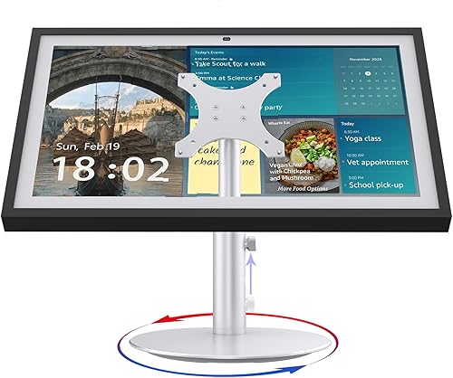 Soporte para Echo Show 15 (1ª, 2ª generación), Echo Show 21 con diseño giratorio e inclinable, ajustes de altura de 4 niveles, soporte de montaje de