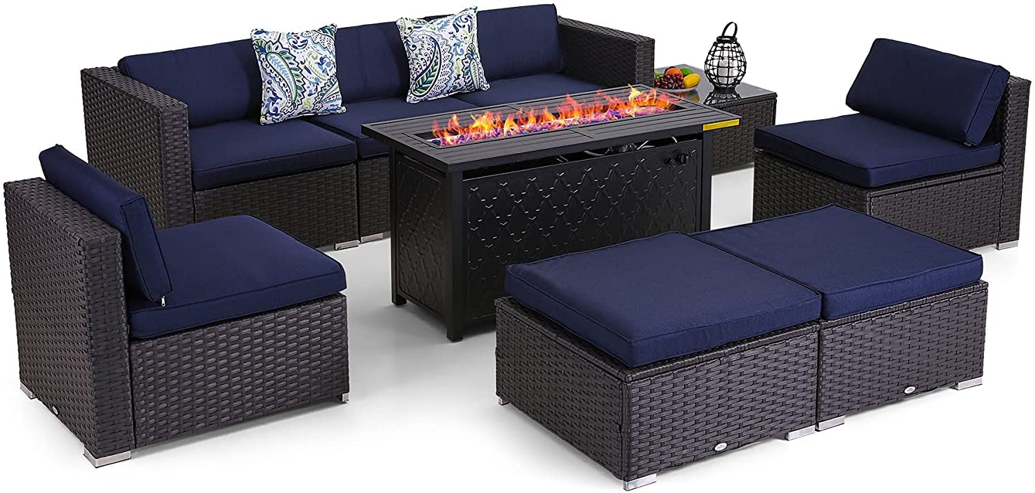 Buy PHI VILLA Patio Furniture Set 9 Pieces Outdoor Sectional Rattan