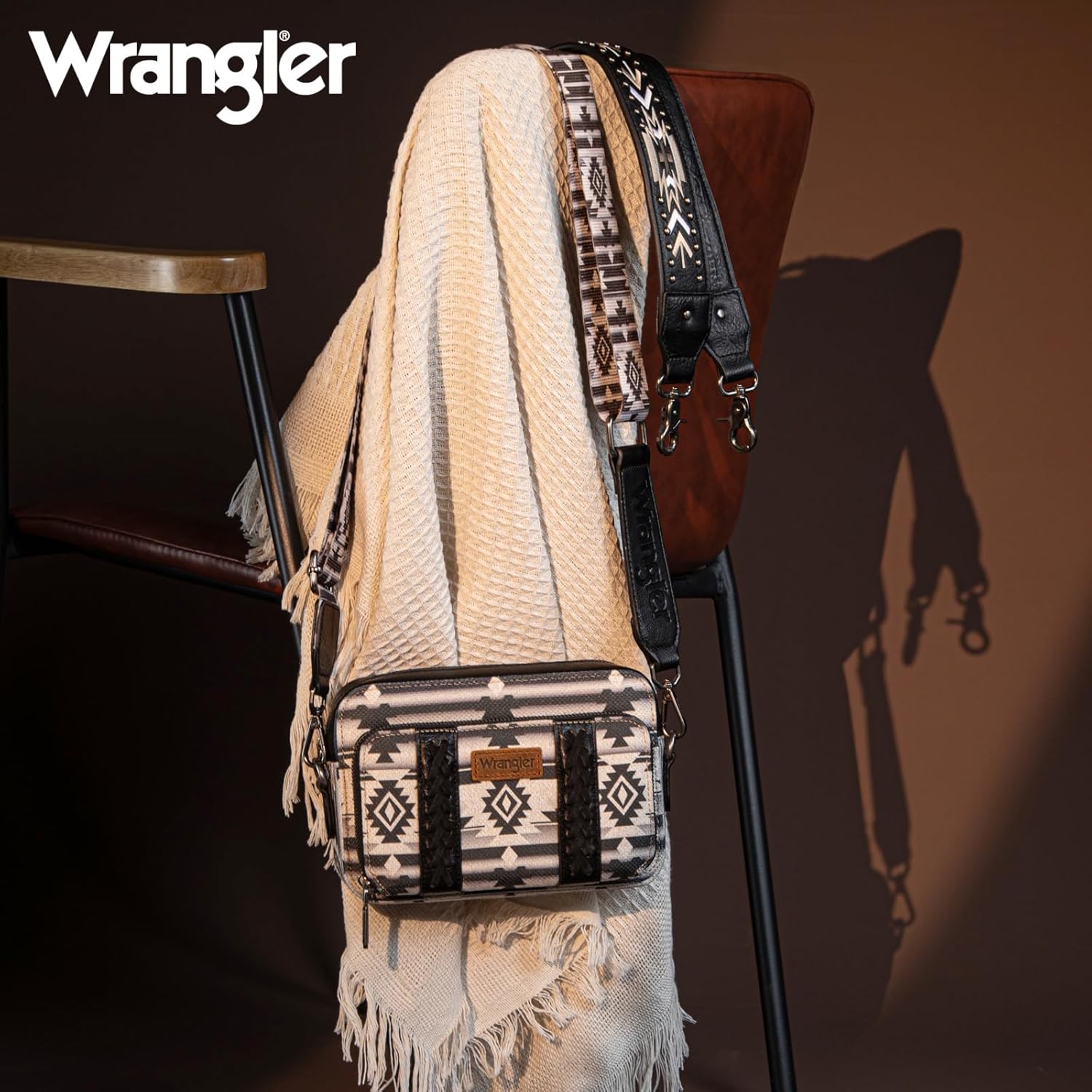 Wrangler Crossbody Bag for Women Boho Aztec Small Multi Pocket Crossover Purse - Image 3