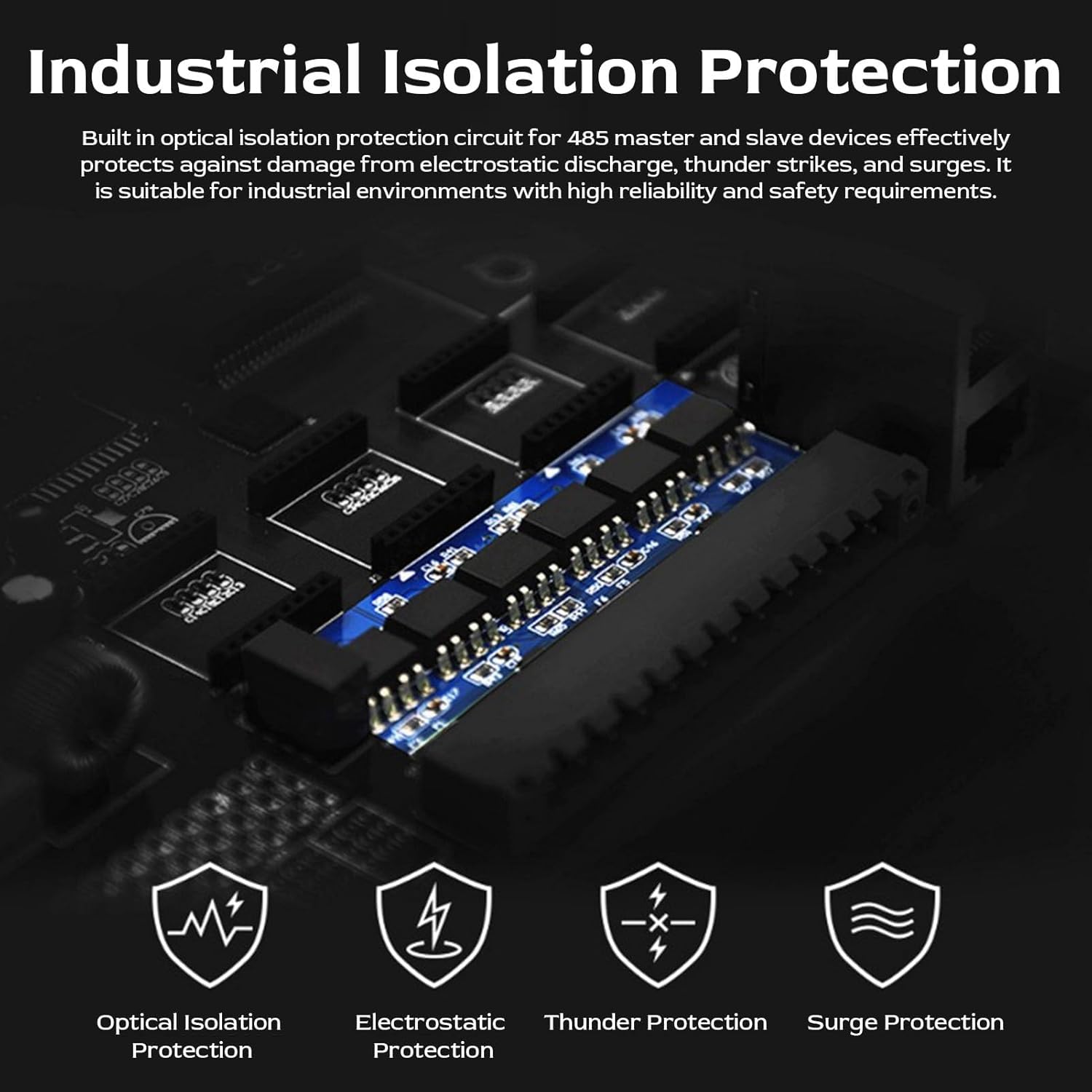 ciciglow Industrial Grade Isolated RS485 Hub, Expands 4 Channel RS485 Sub Ports Via 1 Channel Main Port, 300 to 460800bps Wide Baud Rate, Rail Mount Support