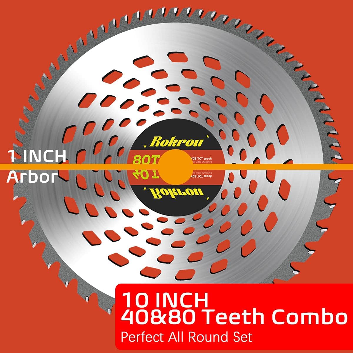 Rokrou 2 Pack Weed Eater Blades Brush Cutter Blades 10" 80T &10" 40T, Brush Cutter Trimmer with Washer 25.4mm/1" to 20mm/0.78"