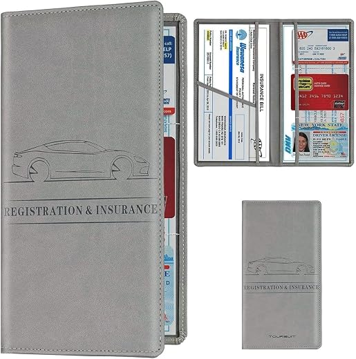 TROVIX Car Document Holder, Vehicle Registration and Insurance Card Organizer, PU Leather Glove Box File Folder, Waterproo...