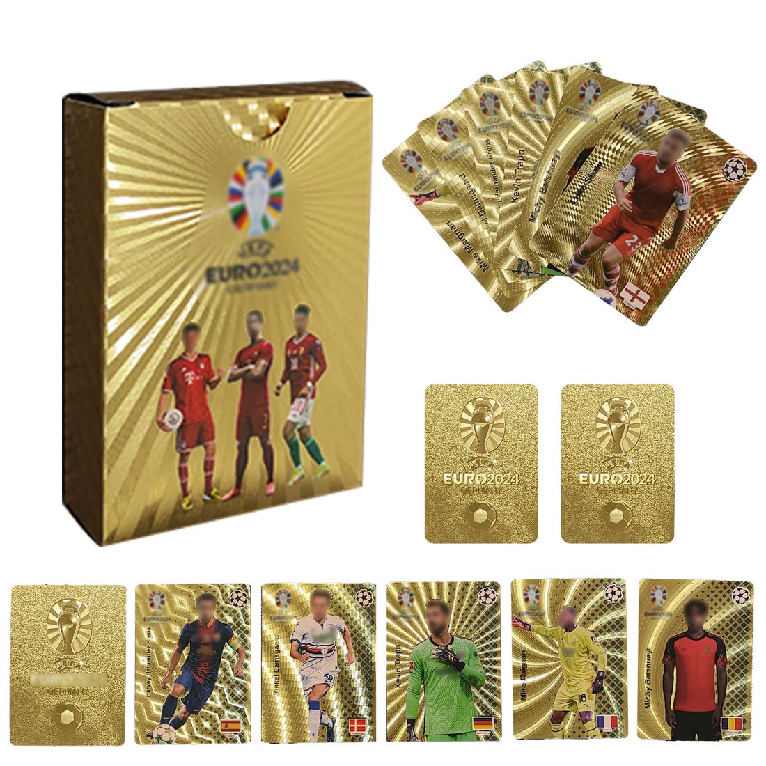 55 Pièces Cartes Star de la Coupe du Monde, Cartes de Football, Cartes à Collectionner pour Enfants, pour Les Fans, Les Enfants, Les Adolescents et Les Adultes (Or)