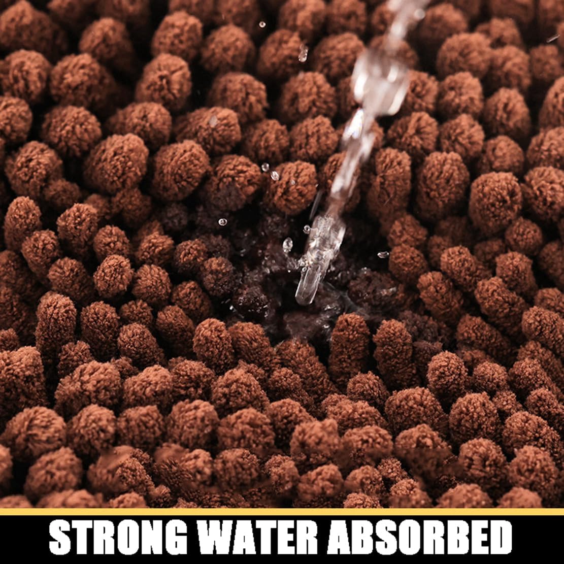 NIOKIT Chenille Bathroom Rugs Soft Shaggy and Absorbent Luxury Bath Mat Non Slip Carpet Mats for Tubs Toilet Showers Machine Washable Small Bathmat Entrance Doormat Solid 20" X 32" White