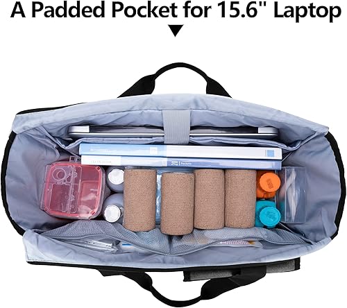 Miniatura 3 de Trunab Bolsa de mano para enfermera para el trabajo con funda acolchada para laptop de 15.6 pulgadas, bolsa de enfermera para visitas de hospicio,