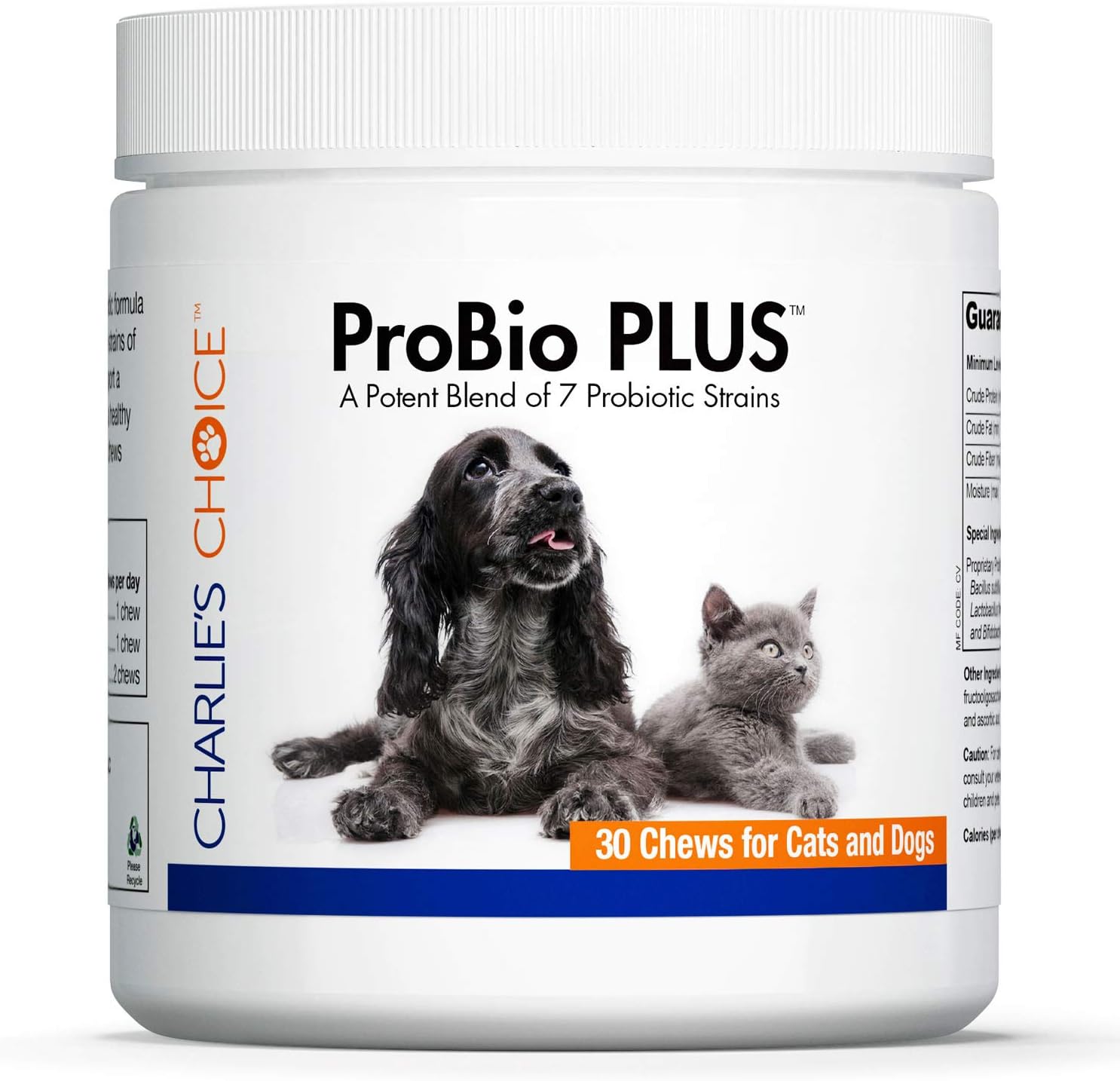Charlie's Choice by Stop Aging Now - ProBio Plus for Cats and Dogs - Prebiotics and Probiotics Supplement - Gut Health, Digestive Health and Immune Support Supplement - 30 Cheese Flavored Soft Chews