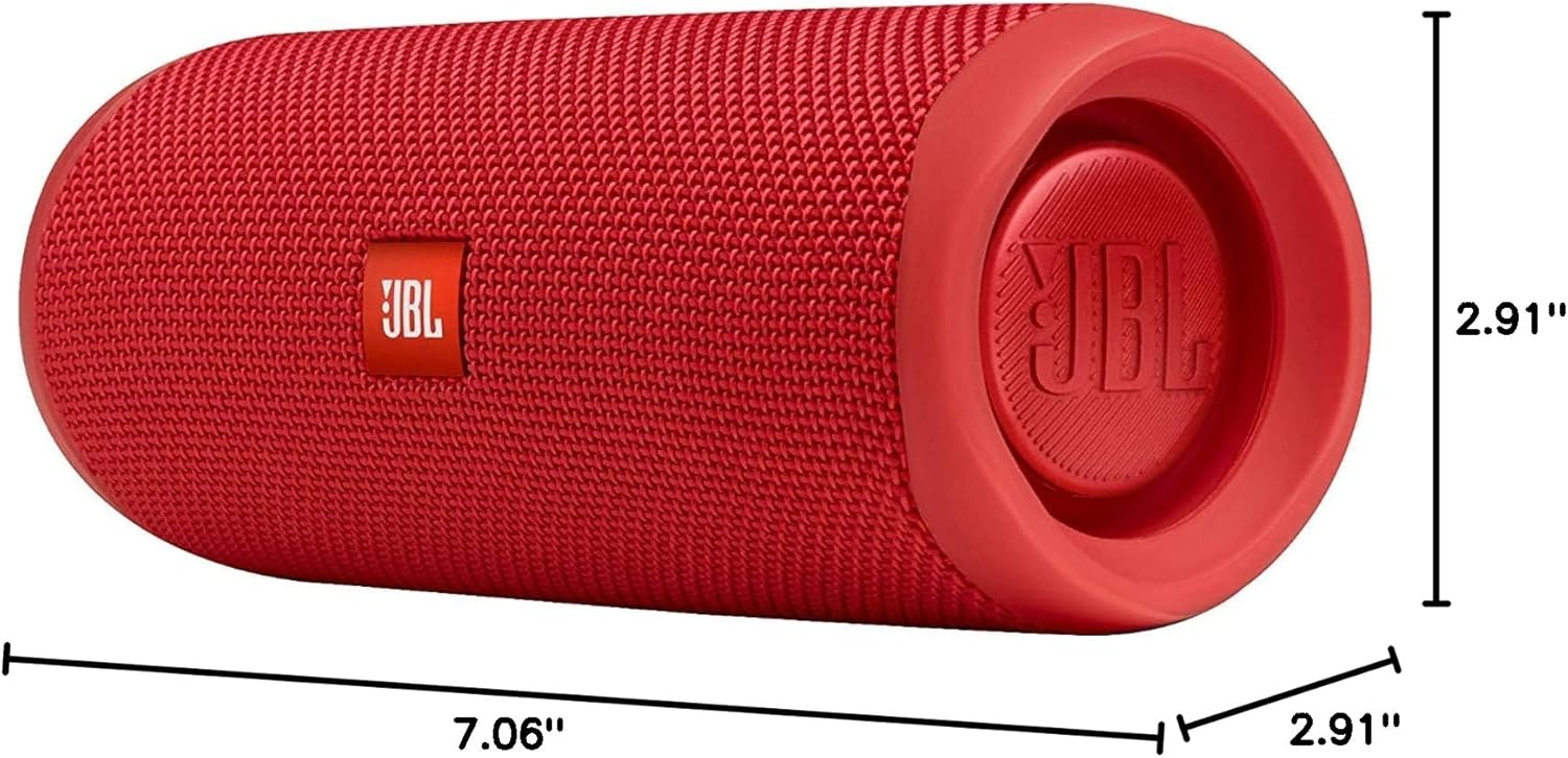JBL FLIP 5 Portable Wireless Bluetooth Speaker IPX7 Waterproof On-The-Go Bundle with Boomph Hardshell Protective Case - Red