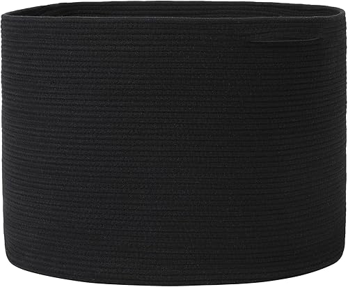 Vista 10 de Cesta grande de cuerda de algodón de tamaño máximo de 24 x 24 x 17 pulgadas, cesta de almacenamiento extragrande, cesta de lavandería tejida, Gris