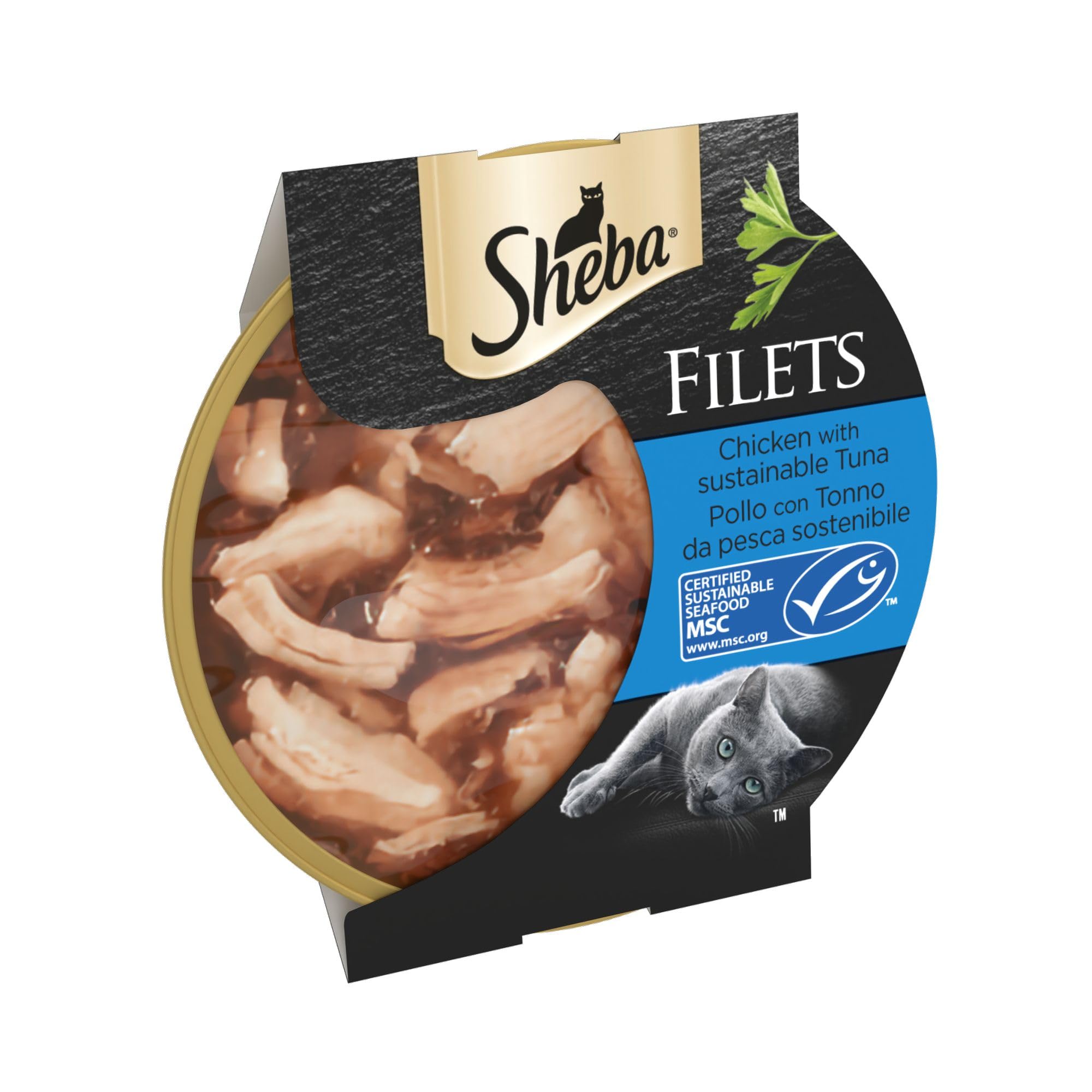Sheba Fillets Cat Food Tray Chicken and Tuna MSC in Gravy 60g