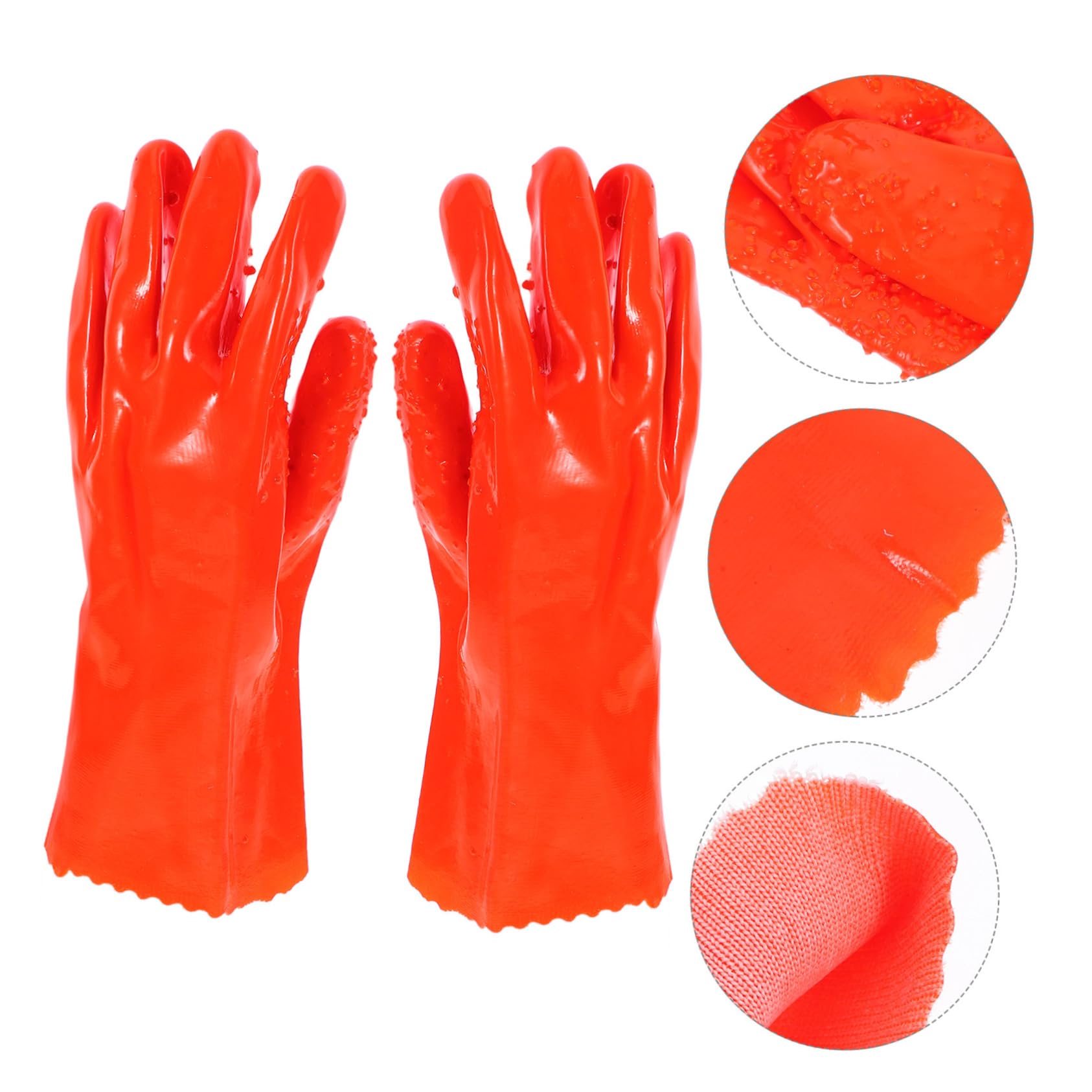 Tofficu Guanti da Lavoro Impermeabili Pvc Arancia 6 Paia Antiscivolo | Resistenza a Olio e Acidi, per Giardinaggio e Uso in Laboratorio, Confezione Riutilizzabile