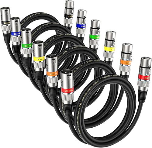 Miniatura 36 de EBXYA Cable XLR de 2 pies, paquete de 2 cables DMX equilibrados, cable de micrófono macho a hembra de 3 pines para altavoces, mezclador, iluminación