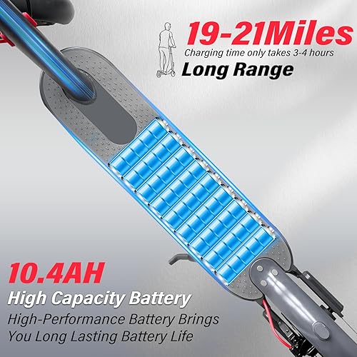 Miniatura 3 de Patineta eléctrica para adultos con motor de 350 W de hasta 19 Mph y 19-21 millas de largo alcance, neumáticos sólidos de 8.5 pulgadas y E-ABS,