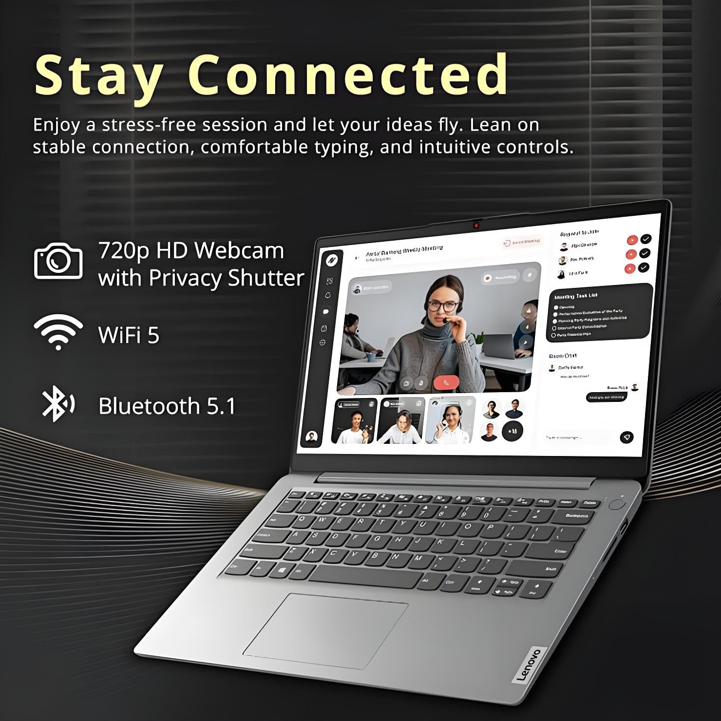 Lenovo IdeaPad Laptop for Students, 1-Year Office 365, Intel High Performance CPU, 4GB RAM, 128GB eMMC, SD-Card Reader, WiFi 6, Windows 11 S, 8 in 1 Hub, Type C RJ45 Cable