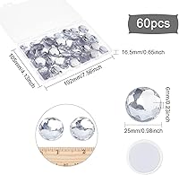 Vista 2 de FINGERINSPIRE 60 diamantes de imitación acrílicos autoadhesivos de 0.98 pulgadas con contenedor, parte trasera plana transparente, gemas circulares