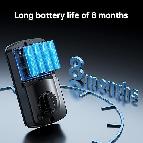 Miniatura 6 de Cerraduras inteligentes para puerta delantera cerrojo NUTOMO sin llave para puerta de entrada con asa, juego de cerradura de puerta de huellas