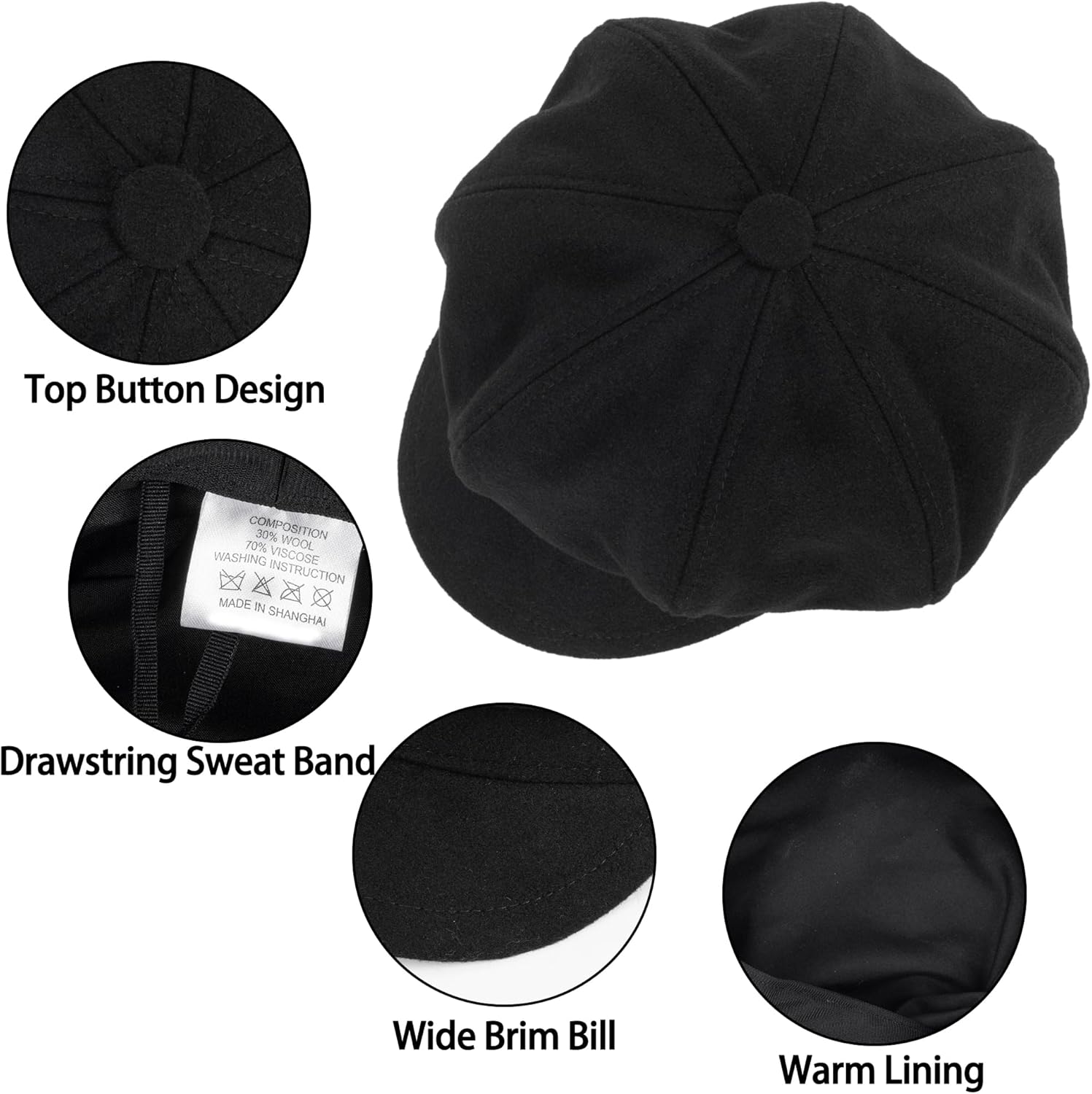 Kids-Girls-Wool-Newsboy Cap - Vintage Winter Outdoor-Boys-Beret Cabbie Hat-Octagonal Toddler Painter Cap for 3-8 Years - Image 3